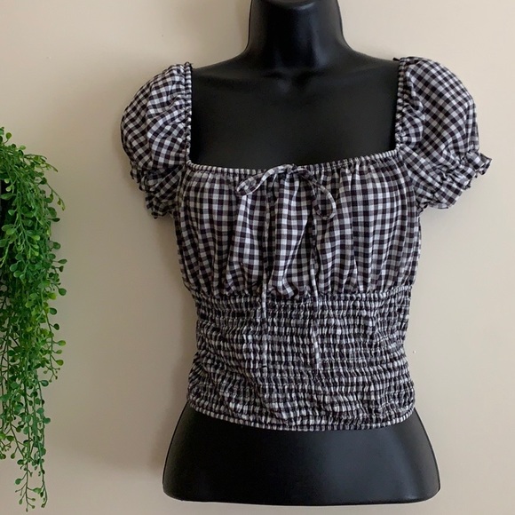 Bershka Tops - Checkered Cropped Top